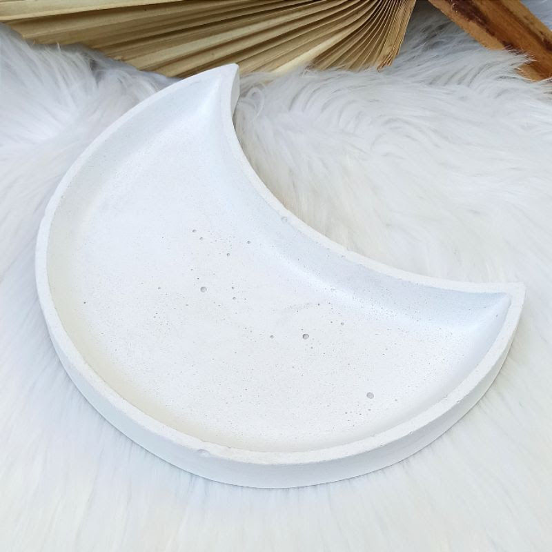 Miniatura: Bandeja Cimento Porta Jóias Objetos Meia Lua Minimalista Nórdica