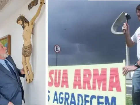 Enquanto Lula recupera estátua de Jesus na cruz, Bolsonaro crucifica o presidente por decretos sobre