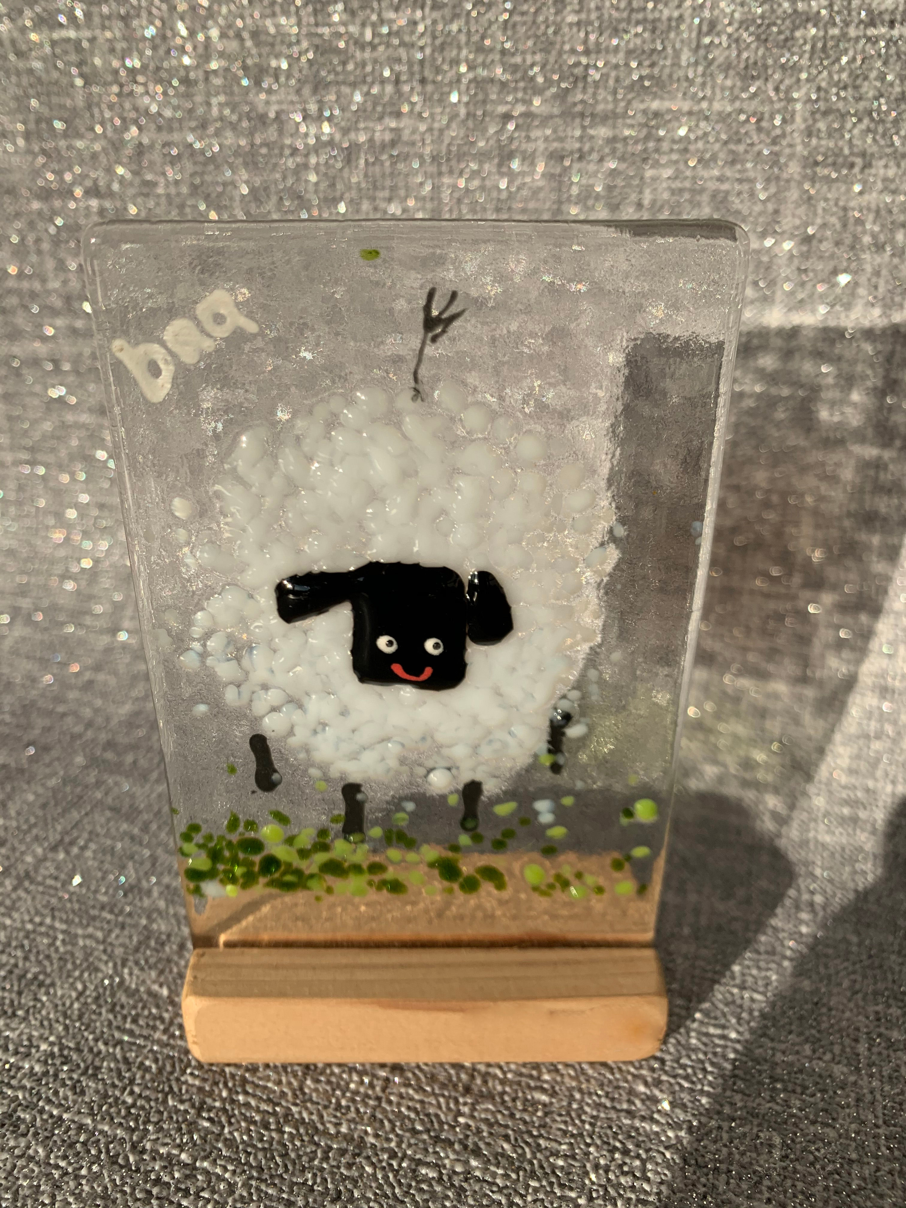 Glass Plaque -Sheep