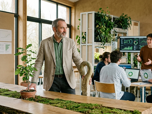 Un dirigeant d'entreprise tient un arbre dans sa main