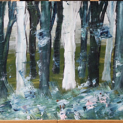 Valeriya Petrova, Tur i skogen 20x30, Lag på lag med sparkelkniv og pensel, 500 kr