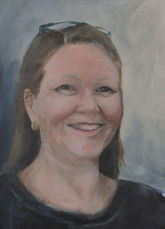 Selvportrett, blyant, akvarell og serielt arbeid. Rita Åser kl 3o