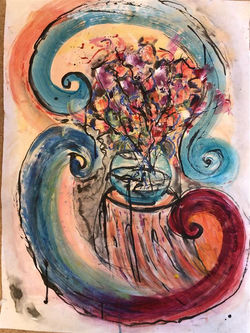 Intuitiv maling, Anita Vibe, Gaven, 50x70, akryl og blekk på papir, 3500, 94088603