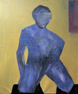 Annette Sollie, Et fot i hvert kanskje, 80x95, akryl på lerret, tlf 92035530