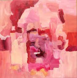 4. Rosa/rødt, 40*40, akryl på lerret