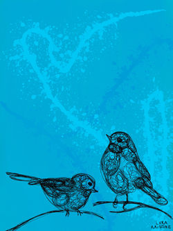 Billedlig verden,Kristine Lura,Fuglekvitter,21x29,Digitalt procreate,kr 200,-Tlf.91570582.