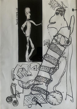 Up or down, your choice» Mixmedia med oppheng. 80 x 119