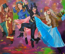 Cecilia Makin Tomter «Contemporary Cancan» Lerret 100X120 cm Mixed media Pris 7000kr
