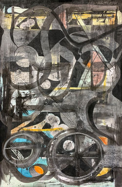 Ann Karin Eriksen "Evighet" 74x121 cm  Kull, blekk og akryl på papir