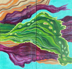 Berit Møllegaard Hansen Tittel under the sea Format 120 x 120 cm, 4 lerret 60x60 cm satt s