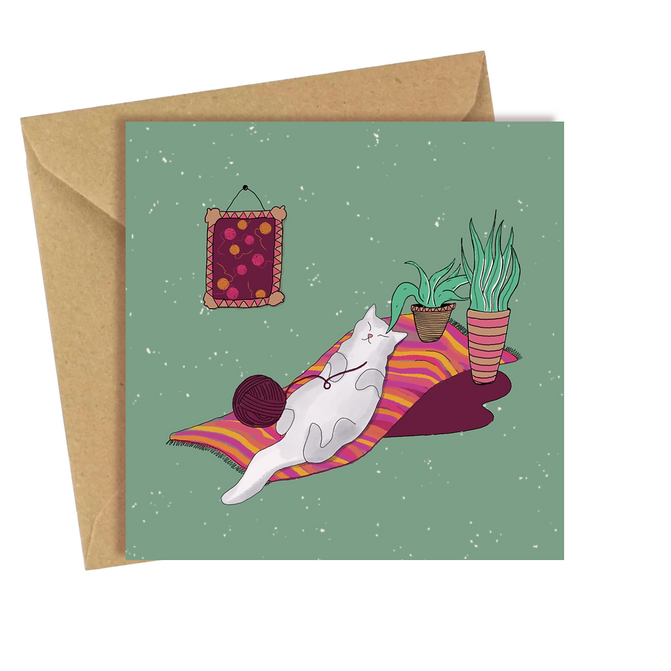 Cat & Rug -Carte carrée