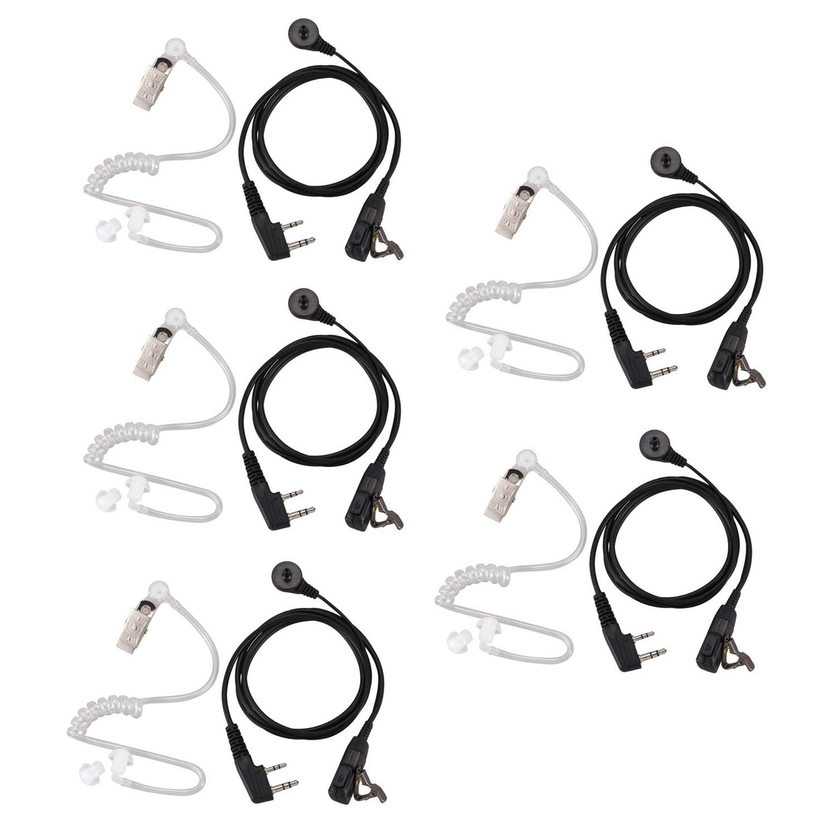 (LAT3) 5 x 2 Pin Ptt Mic Headset Covert Acoustic Tube In-Ear Earpiece For Kenwo