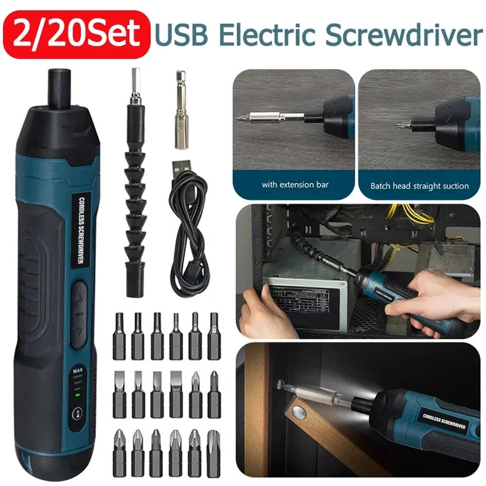 Mini Cordless Electric Screwdriver 1300mAh Rechargeable Power Drill Tool
