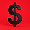 Black Dollar Sign on top of a red backgr