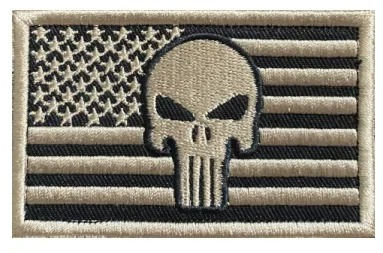 Thumbnail: Punish Skull Embroidery Hook&loop Patch USA Flag Skull Morale Badge Multicam Ta
