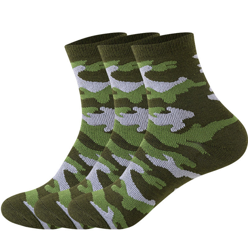 Thumbnail: 3 Pairs Men Camouflage Mid Tube Socks Fashionable Casual Street Style Suitable 