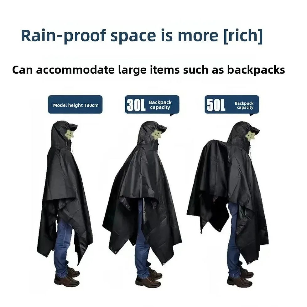 Thumbnail: Raincoat Military Rain Poncho Hooded With Sleeves Outdoor Camping Hiking Tent G