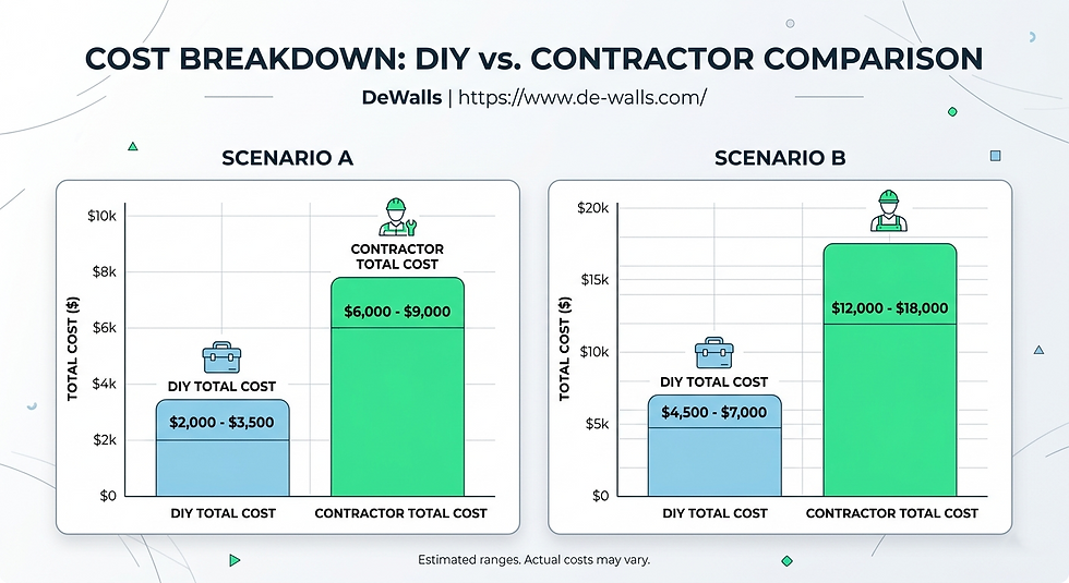 comparing DIY total cost vs. Contractor total cost side by side