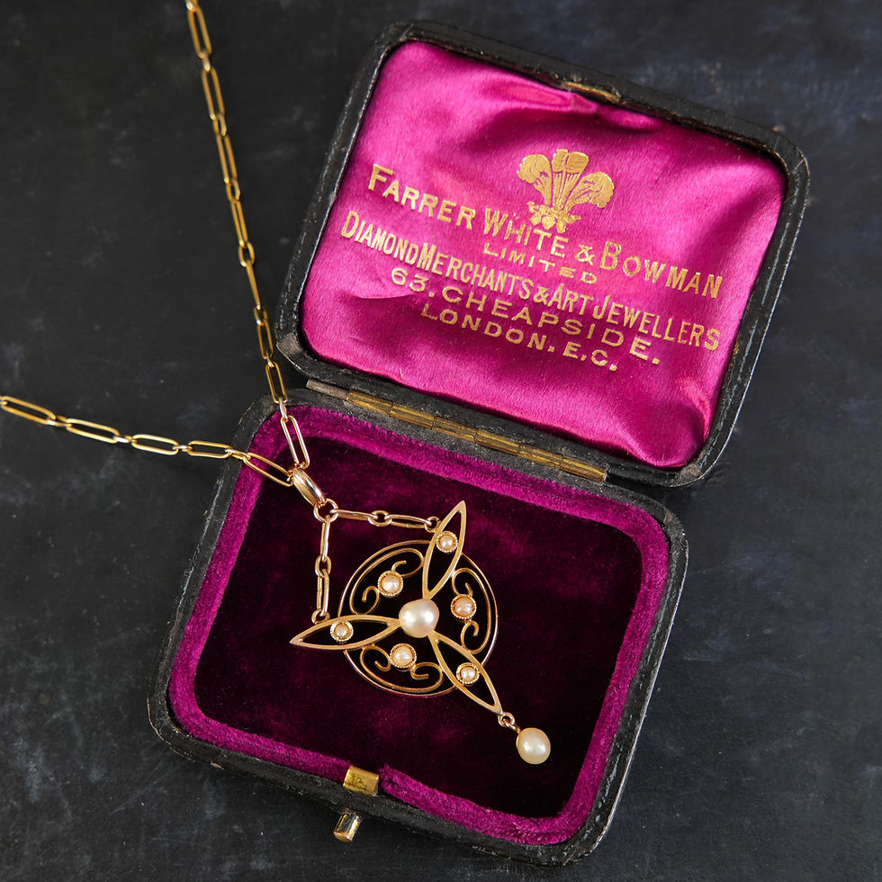 Thumbnail: Art Nouveau Pearl Pendant Necklace