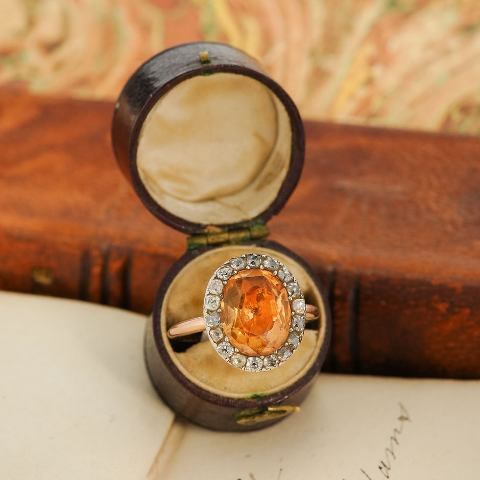 Thumbnail: Early Victorian Topaz & Diamond Cluster Ring