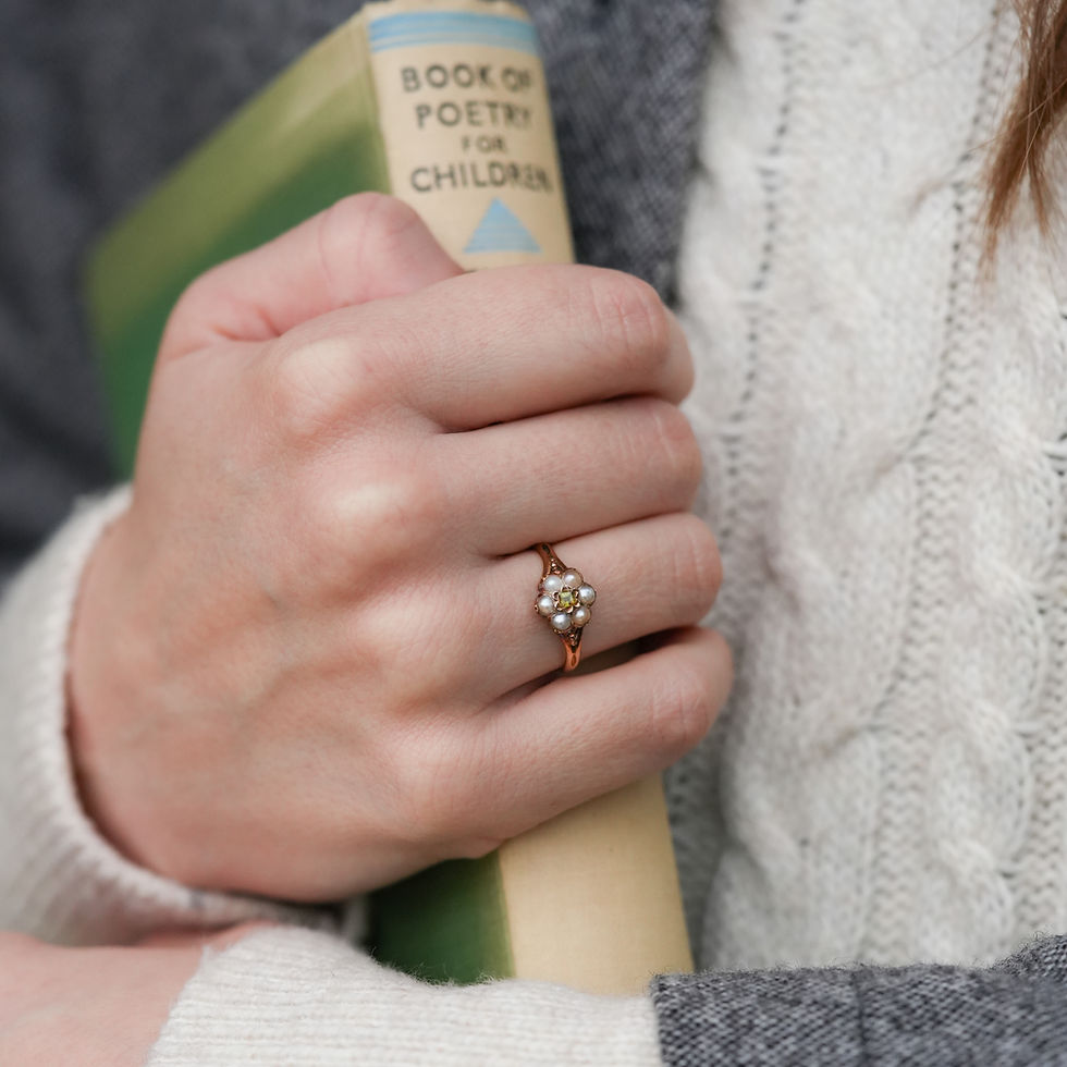 Thumbnail: Edwardian Pearl & Peridot Daisy Ring