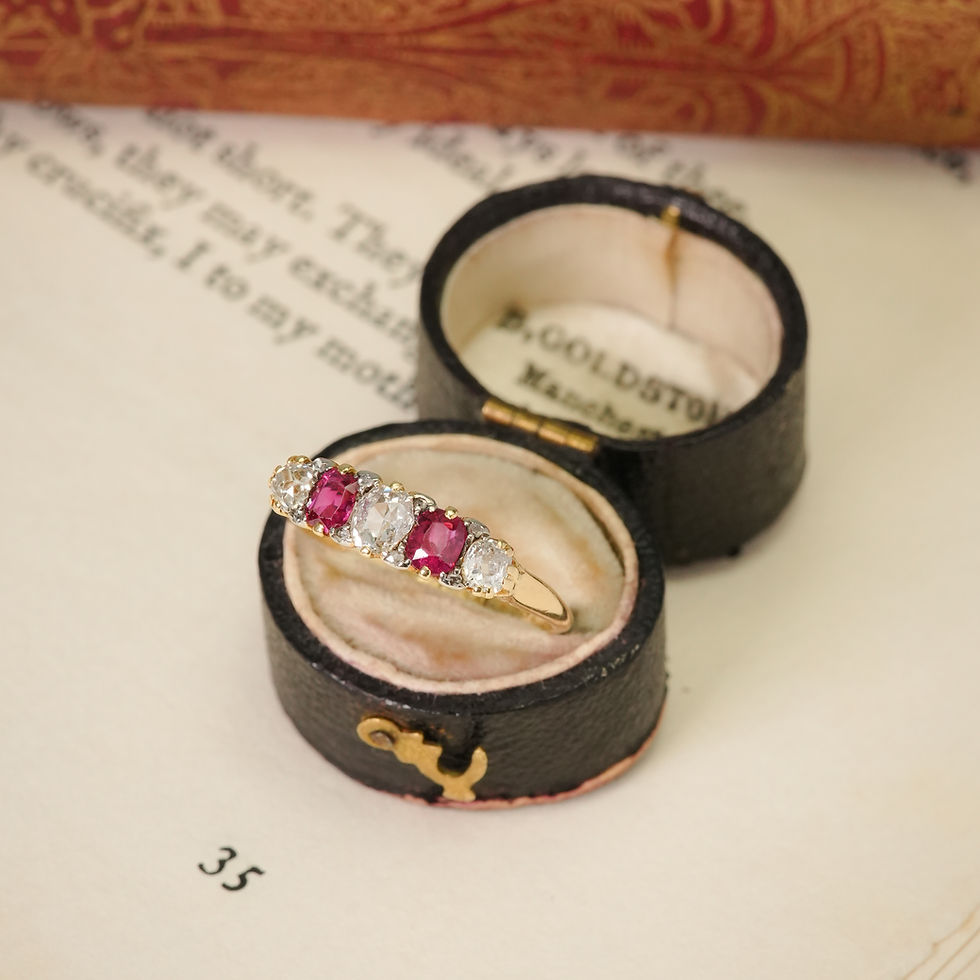 Thumbnail: Victorian Five Stone Ruby & Diamond Ring