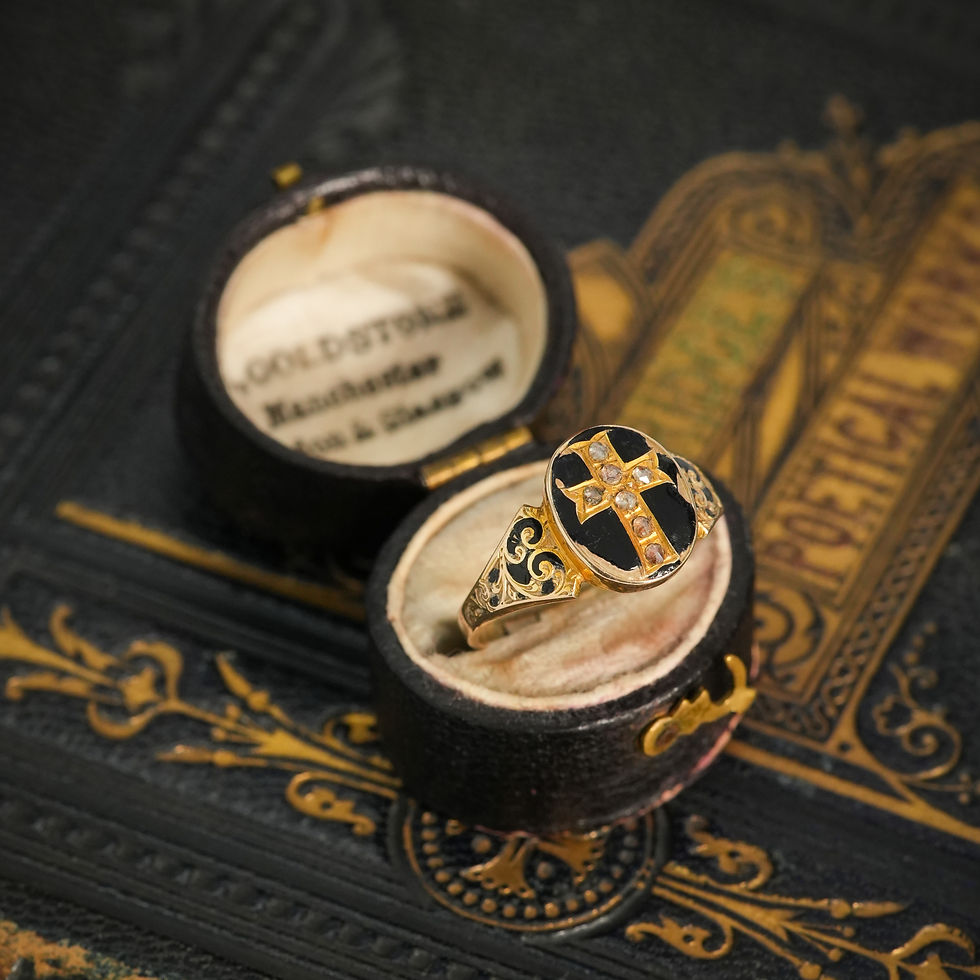 Thumbnail: Victorian Diamond Cross Enamel Ring