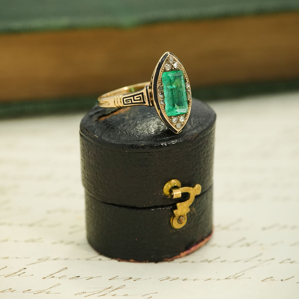 Thumbnail: 1920s Emerald & Diamond Navette Ring