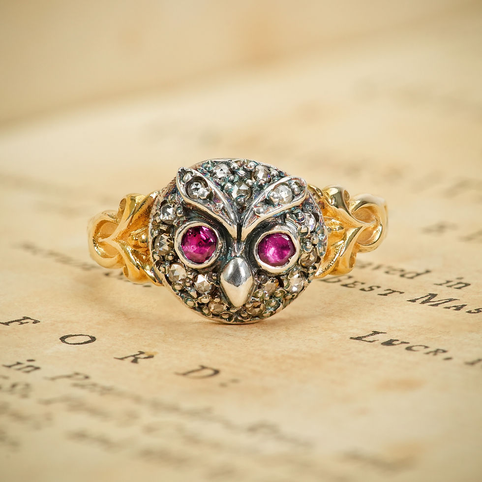 Thumbnail: Diamond & Ruby Owl Ring