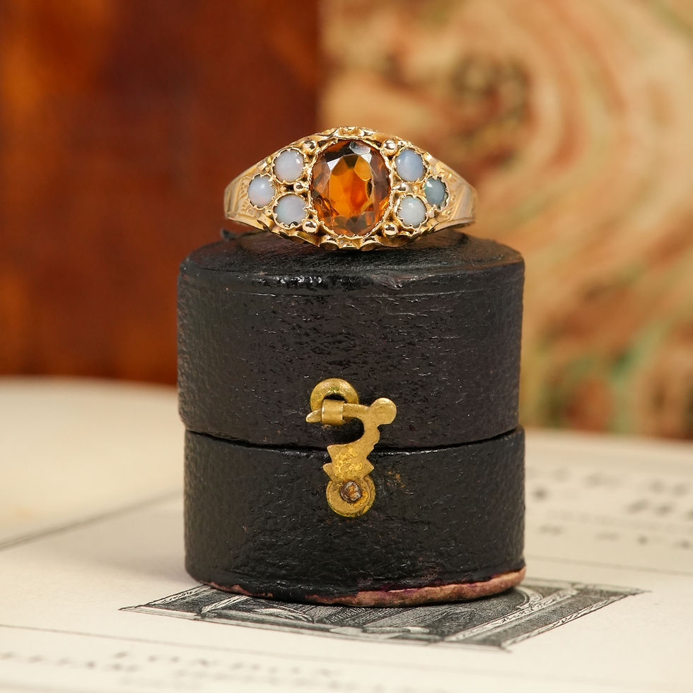 Thumbnail: 1872 Victorian Citrine & Opal Ring