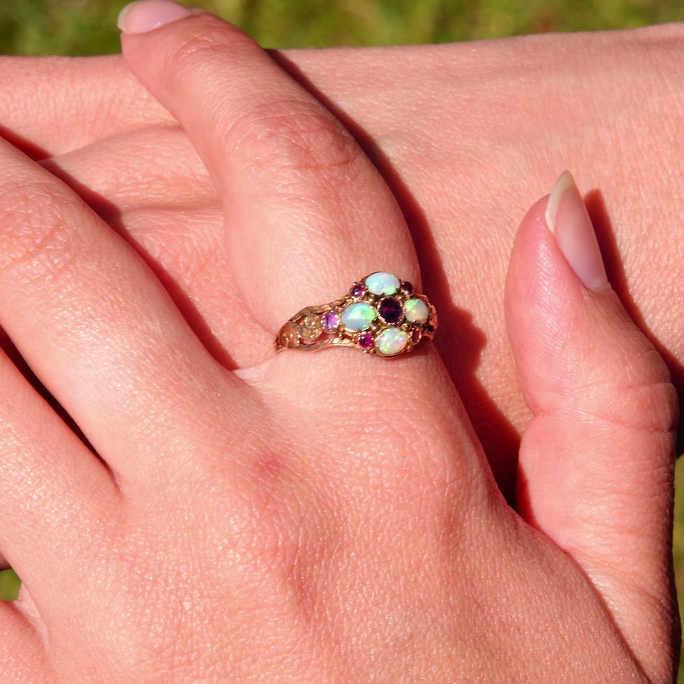 Thumbnail: Victorian Opal, Ruby & Garnet Ring