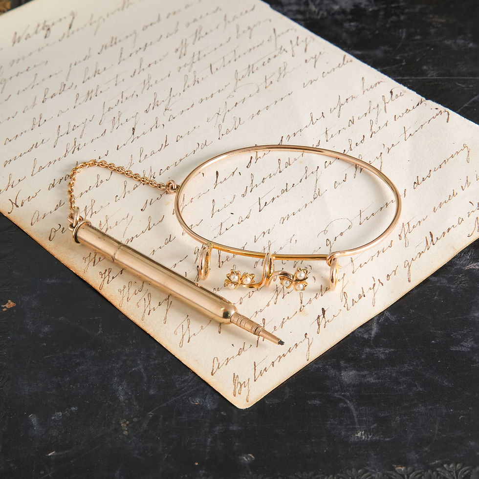 Thumbnail: Edwardian Pearl Pencil Bangle Bracelet