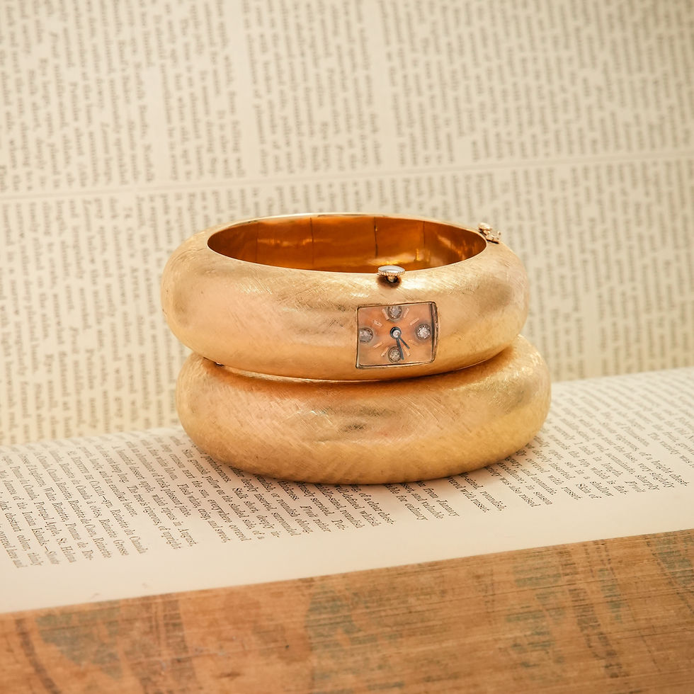 Thumbnail: Vintage Solid Gold Bangle Watch Set