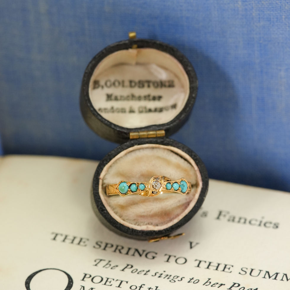 Thumbnail: Victorian Turquoise & Diamond Crossover Ring