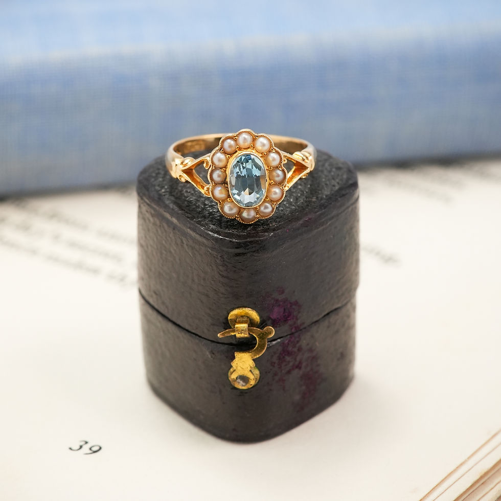 Thumbnail: Edwardian Aquamarine & Pearl Cluster Ring