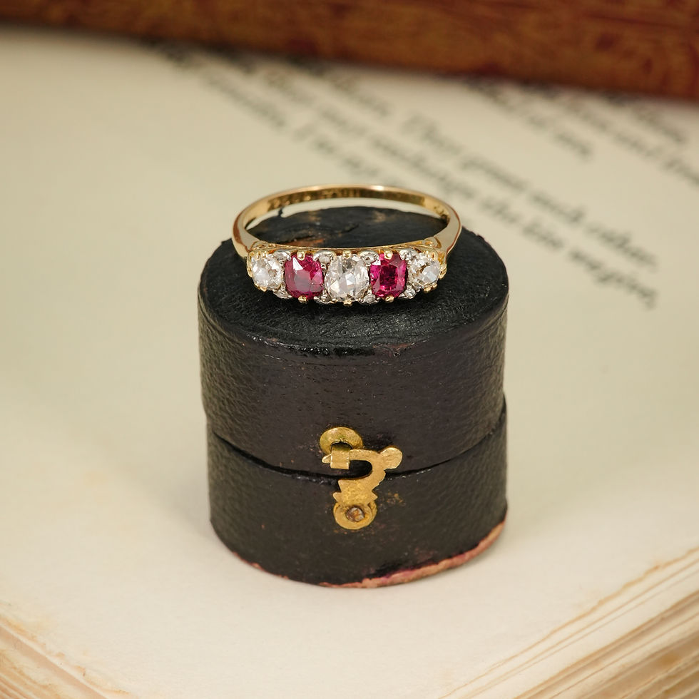 Thumbnail: Victorian Five Stone Ruby & Diamond Ring
