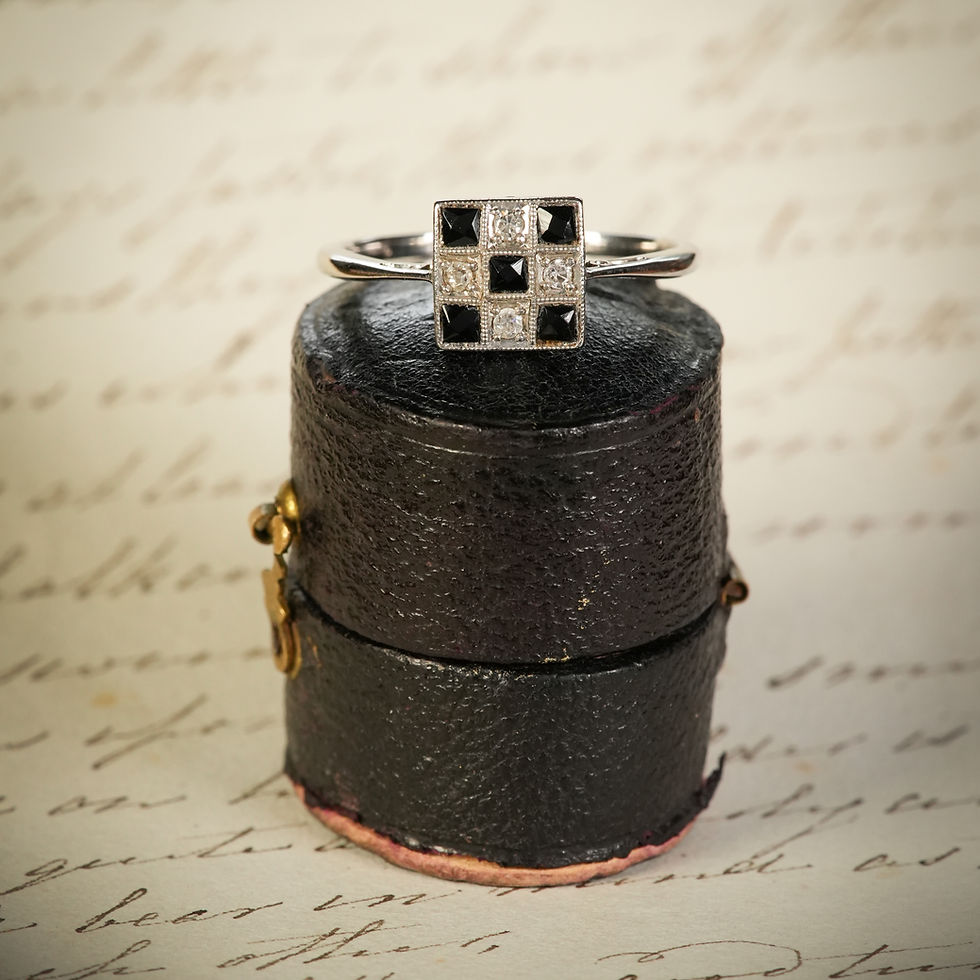 Thumbnail: Art Deco Sapphire & Diamond Chess Board Ring