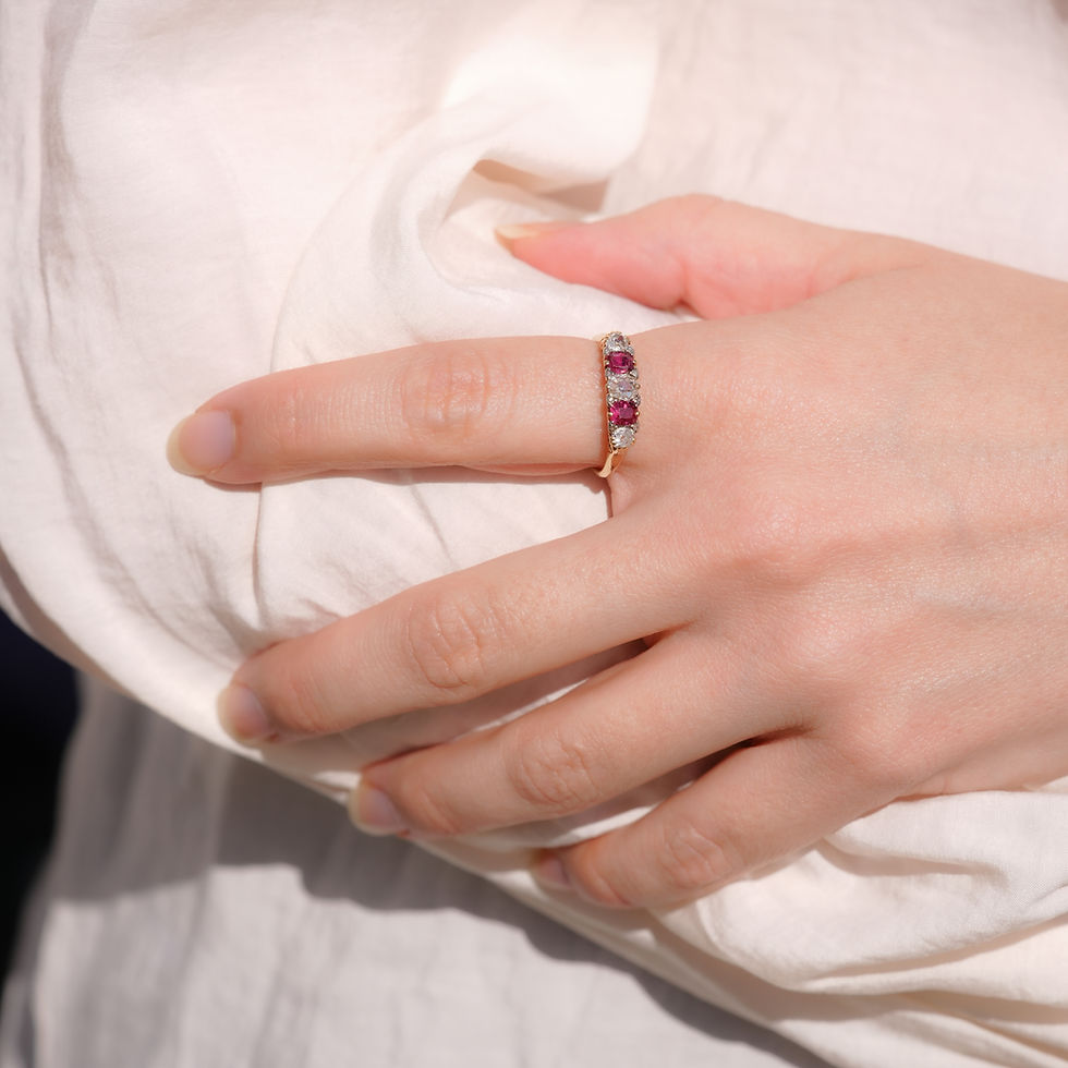 Thumbnail: Victorian Five Stone Ruby & Diamond Ring
