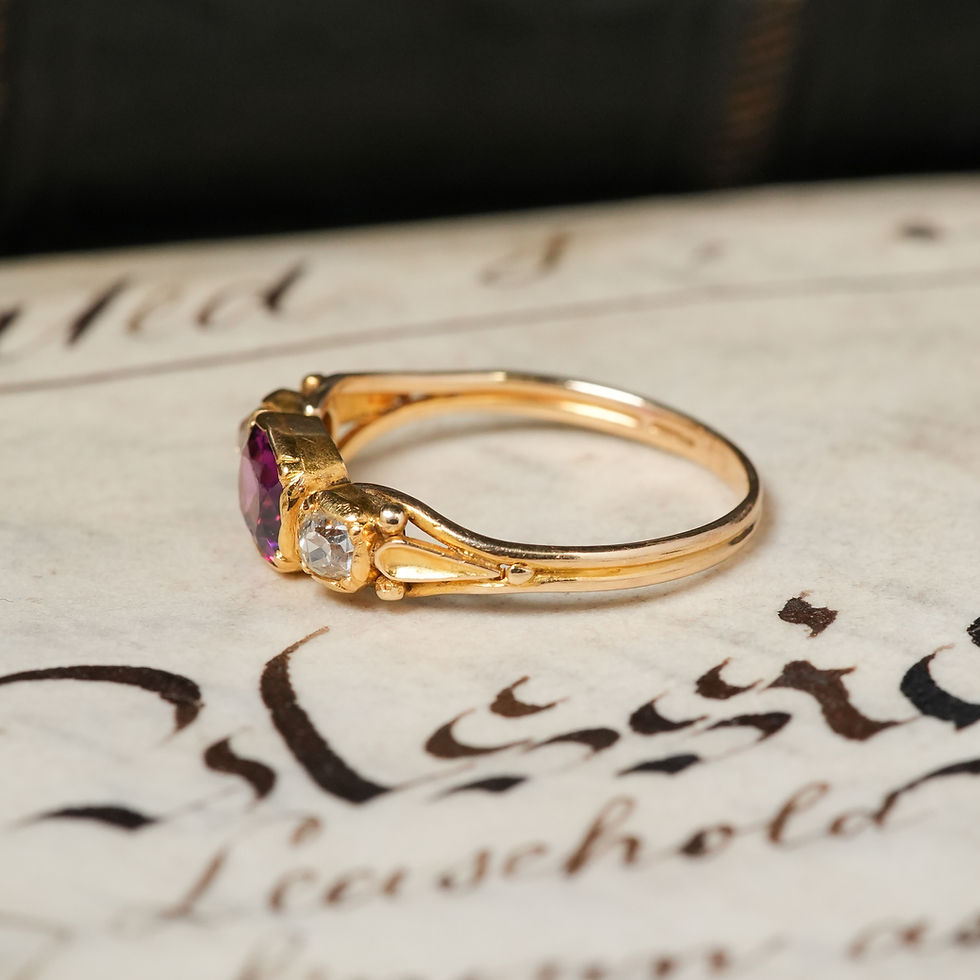 Thumbnail: Georgian Pink Garnet & Diamond Trilogy Ring