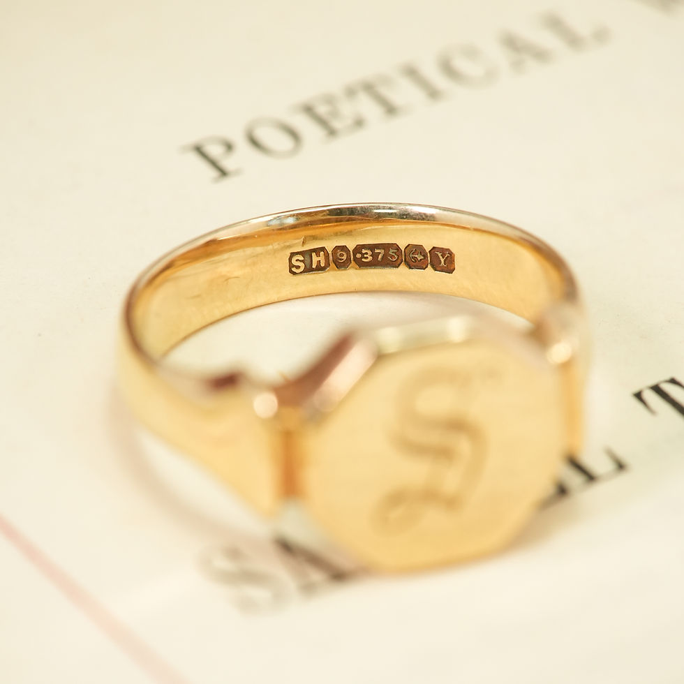 Thumbnail: Mid-century Gold Signet Letter 'S' Ring
