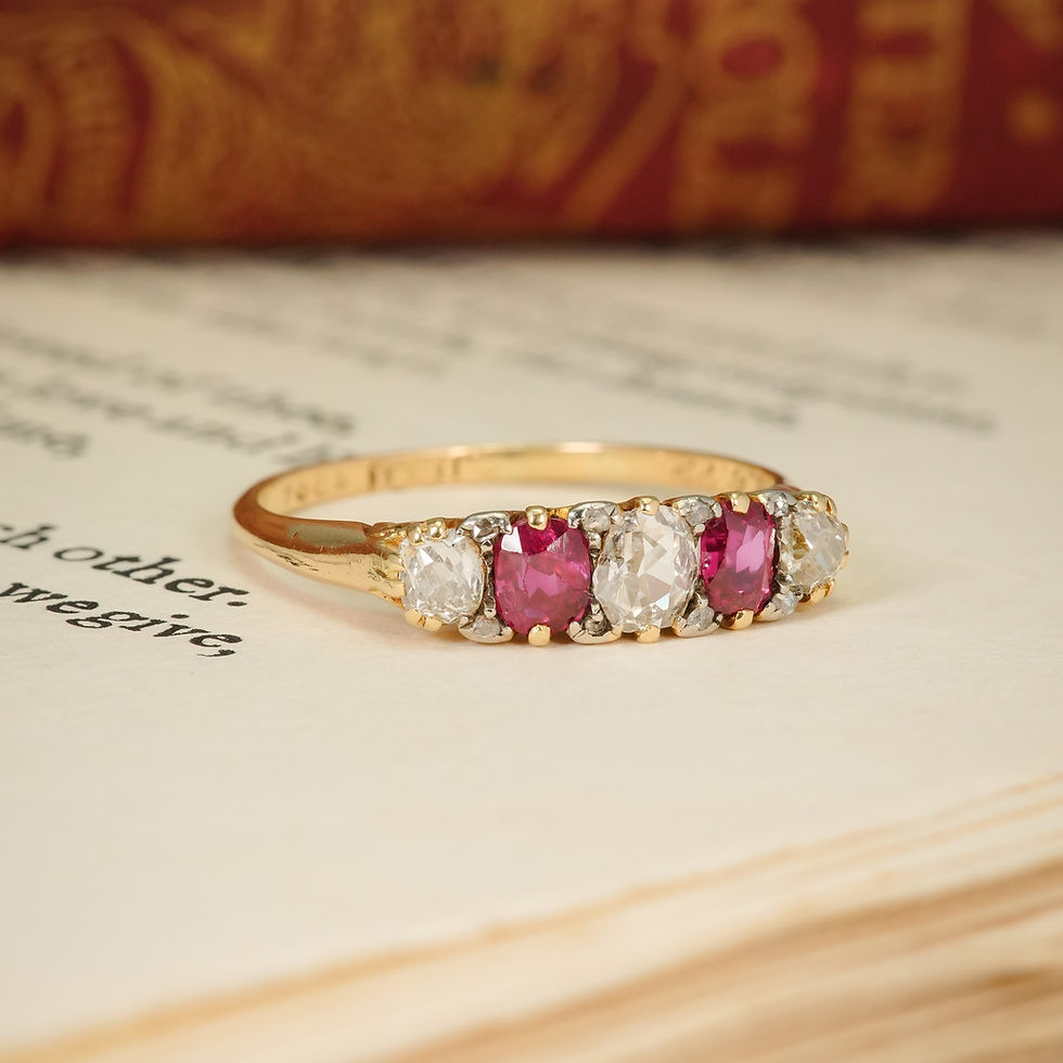 Thumbnail: Victorian Five Stone Ruby & Diamond Ring