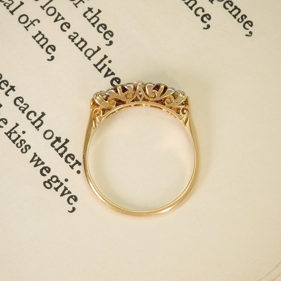 Thumbnail: Victorian Five Stone Ruby & Diamond Ring