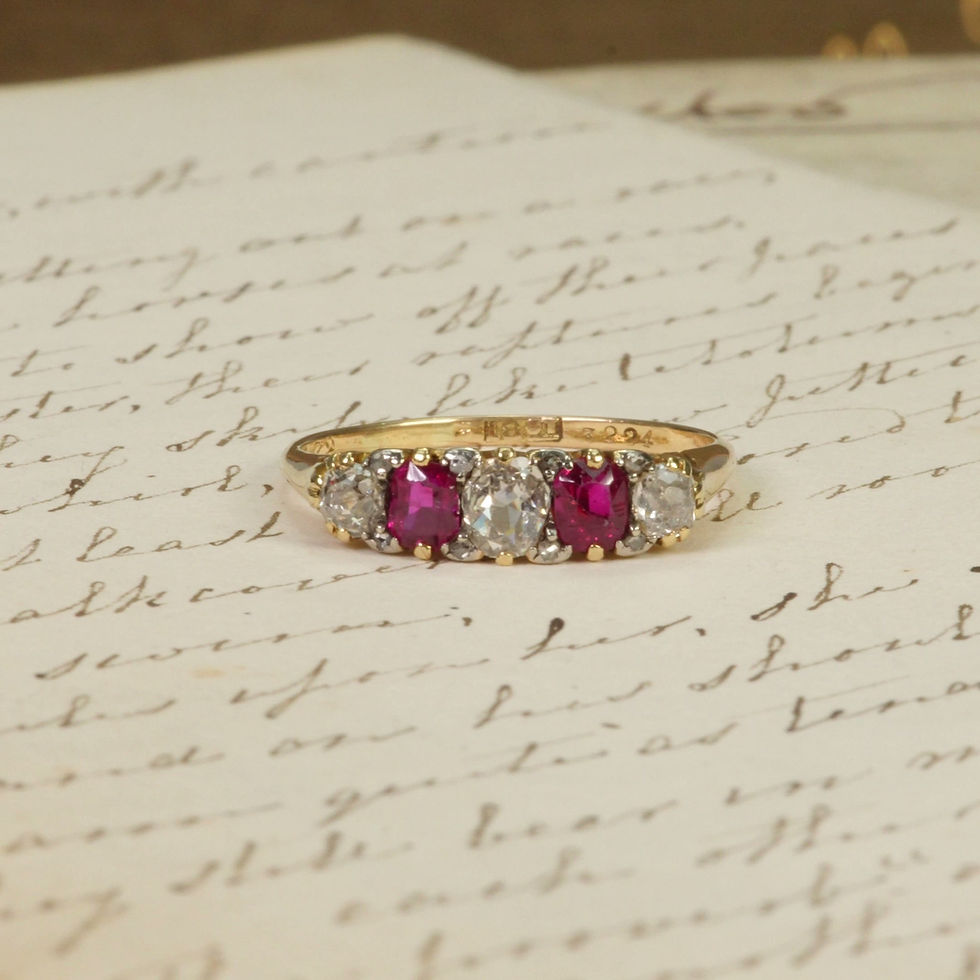 Thumbnail: Victorian Five Stone Ruby & Diamond Ring