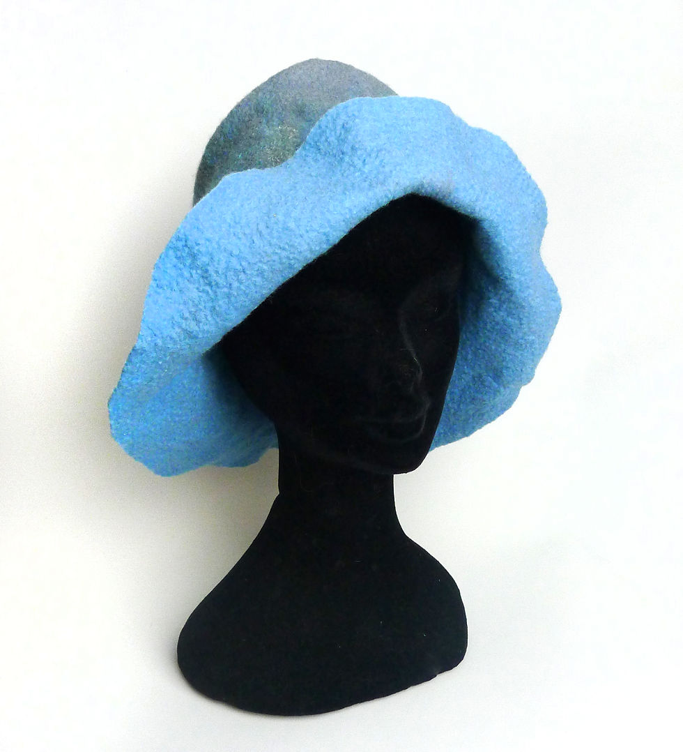 Miniature : Chapeau en feutre de laine merinos et soie, gris vert