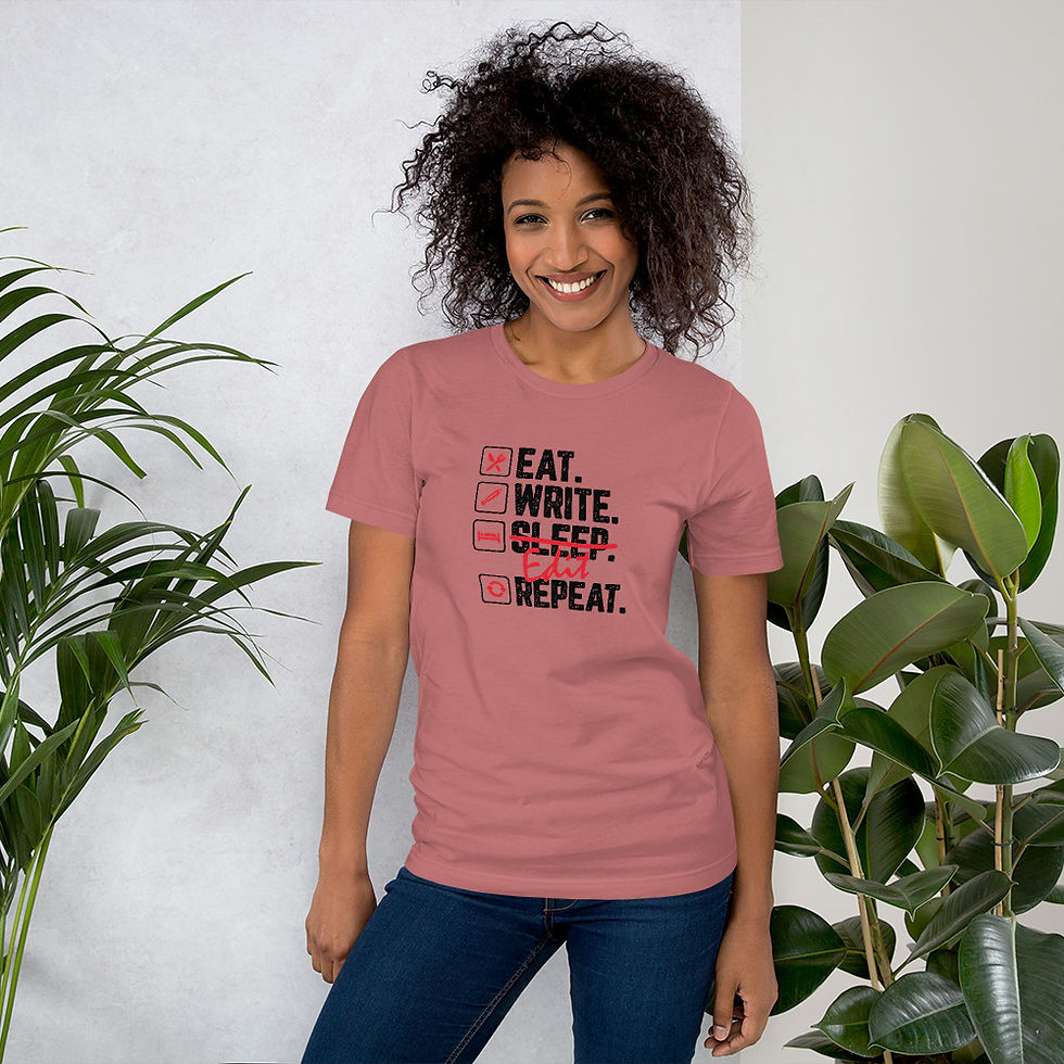 Thumbnail: Eat, Write, Edit, Repeat Unisex T-shirt (Black text)