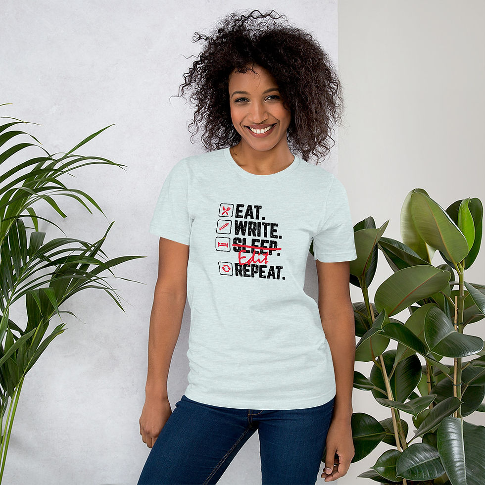 Thumbnail: Eat, Write, Edit, Repeat Unisex T-shirt (Black text)