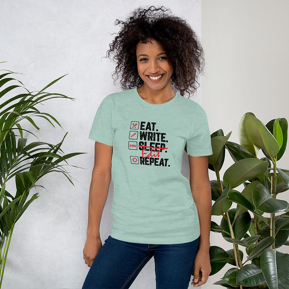 Thumbnail: Eat, Write, Edit, Repeat Unisex T-shirt (Black text)