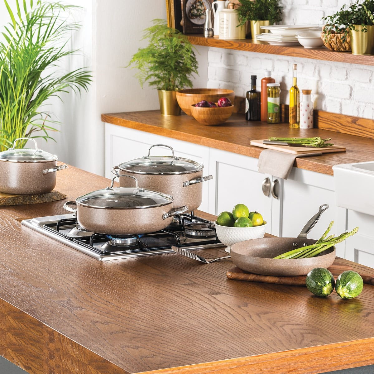 Batterie de cuisine Korkmaz 7 pièces Granit «BROWNI»