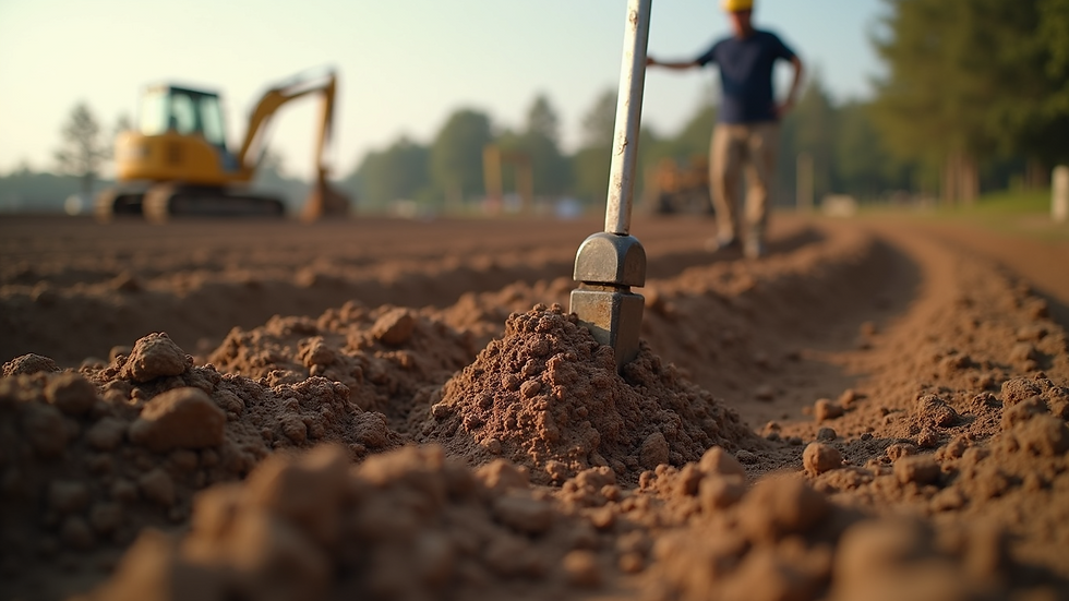 Close-up view of soil testing at a construction site