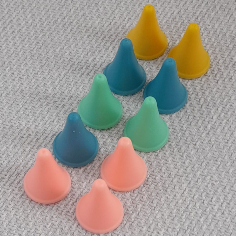 Large colourful knitting needle end stoppers